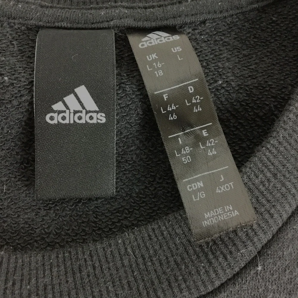 Adidas Mens Crewneck Sweatshirt Black Blue Logo Pullover Large FS2NJ5K - Picture 4 of 8